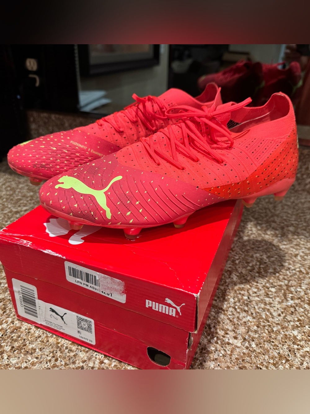 Used Puma Future Z 3.4 FG/AG Soccer Cleats Neon Red Size 12